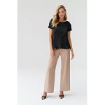 Bluza cu decolteu rotund si model stratificat Nako