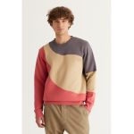 Bluza de trening cu decolteu la baza gatului si model colorblock