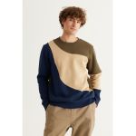 Bluza de trening cu decolteu la baza gatului si model colorblock