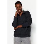 Bluza de trening relaxed fit cu fermoar scurt