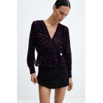 Bluza cu animal print si aspect catifelat Debora