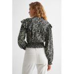 Bluza cu imprimeu floral cu terminatie elastica