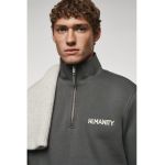 Bluza de trening cu guler inalt si detaliu brodat Humanp