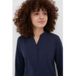 Bluza din amestec de bumbac cu fenta scurta cu nasturi