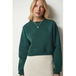 Bluza de trening crop cu decolteu la baza gatului