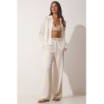 Pantaloni ampli cu talie inalta