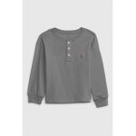 Bluza din bumbac cu decolteu henley