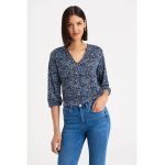 Bluza cu decolteu in V si imprimeu