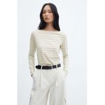 Bluza de bumbac cu decolteu barcuta Saco