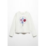 Bluza din bumbac cu aplicatii florale Globo
