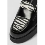 Pantofi loafer din piele ecologica cu insertii din material textil Diane