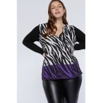 Bluza cu decolteu in V si model animal print