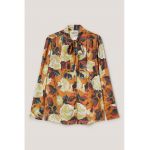 Bluza cu model floral si funda din panglici