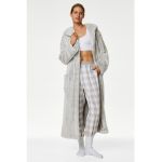 Halat de baie din material fleece cu cordon in talie