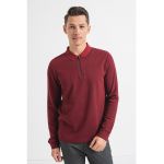 Bluza polo cu fenta cu fermoar