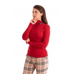 Bluza din amestec de bumbac cu guler inalt