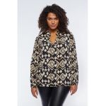 Bluza cu imprimeu grafic si decupaj in V