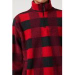 Bluza de trening cu blana sintetica si model in carouri