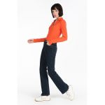 Blugi cu croiala bootcut si talie inalta