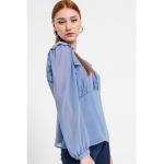 Bluza cu decolteu in V si maneci din sifon