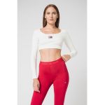 Bluza crop slim fit din amestec de bumbac organic