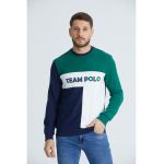 Bluza de trening cu decolteu la baza gatului si model colorblock Fiesta
