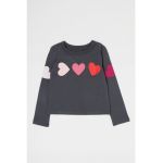 Bluza din bumbac organic cu imprimeu cu inimi