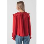 Bluza din satin cu funda din panglici