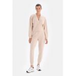 Bluza de trening cu decolteu in V si maneci cazute