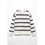 Bluza de trening cu decolteu la baza gatului si model in dungi