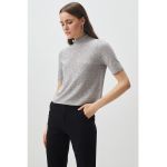 Bluza crop din jerseu cu guler inalt
