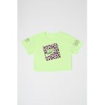 Tricou crop cu animal print si logo