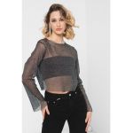 Bluza crop stralucitoare din plasa
