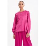 Bluza cu aspect de satin si maneci raglan