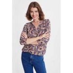 Bluza cu decolteu in V si imprimeu