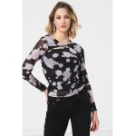 Bluza cu imprimeu abstract si decupaj