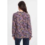 Bluza cu model floral si prindere cu snururi