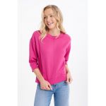 Bluza de trening cu decolteu la baza gatului si maneci 3/4