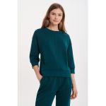 Bluza de trening cu decolteu la baza gatului si maneci 3/4
