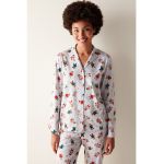 Bluza de pijama cu nasturi si revere decupate