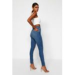 Blugi skinny cu talie inalta