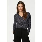 Bluza cu decolteu in V si imprimeu