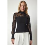 Bluza cu segmente si maneci transparente