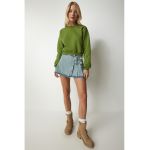 Bluza de trening crop cu decolteu la baza gatului