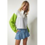 Bluza de trening crop cu fenta cu fermoar