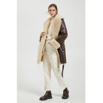 Palton de piele ecologica cu captuseala de blana shearling