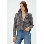 Sacou crop cu model houndstooth