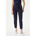 Pantaloni eleganti crop cu croiala conica