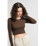 Bluza crop cu aspect striat