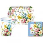 Katie Alice - 'English Garden' Time for Tea Mug, Coaster & Tray Gift Set | 